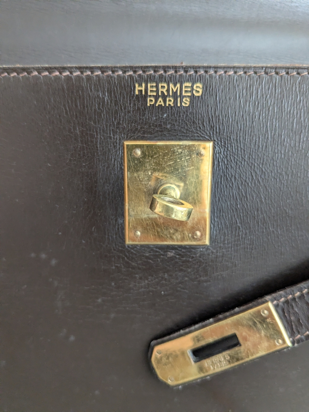 HERMES Kelly 32 1966 Bonwit Teller Brown Box Leather Bag eBay Authenthificated - Picture 13 of 16